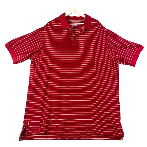 DULUTH TRADING Striped Polo Mens SZ 2XL Tall Red Collar Short Sleeve 100% Cotton - Picture 1 of 7